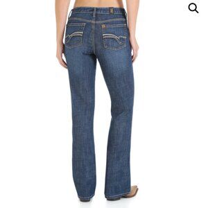 Wrangler Women Aura Instantly Slimming Boot Cut Jeans Medium wash Embroidered 10
